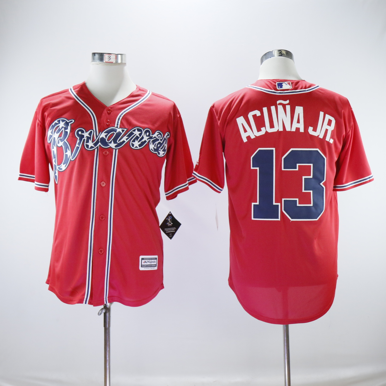 Men Atlanta Braves #13 Acuna jr Red MLB Jerseys